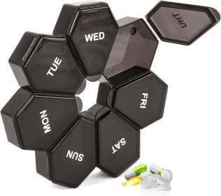 7-Day Weekly Pill Organizer and Daily Vitamin Case - Pill Box for Medication Management (Pinkish-red)