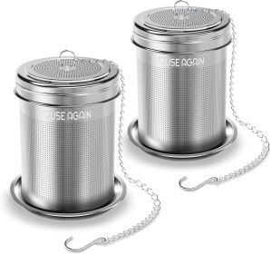 2 Pack Tea Infuser, Extra Fine Mesh Tea Infusers for Loose Tea, 18/8 Stainless Steel Tea Strainer with Extended Chain Hook, Tea Steeper for Brew